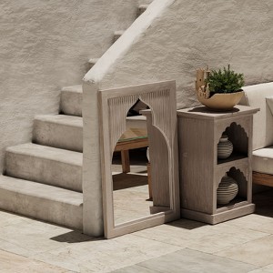 JIONJOY Gray Farmhouse Vintage Wall Mirror - Arch Design, Textured Distressed Wood Frame - 1 of 4