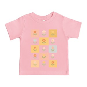 The Juniper Shop Checkered Floral Chart Toddler Short Sleeve Tee - 4T - Pink - 1 of 4