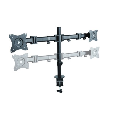 Black Dual Monitor Adjustable Metal Desk Mount