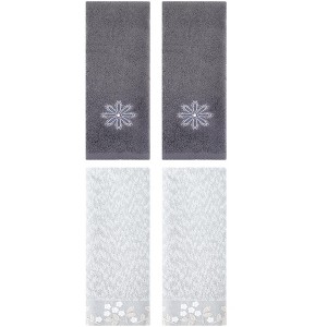 REGALWOVEN 4 Pcs 100% Cotton Floral Embroidered Soft Absorbent Decorative Hand Towel - 1 of 4