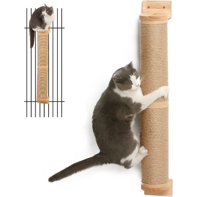 FUKUMARU Cat Scratching Post, 35 x 4.5 Inch Cat Wall Furniture, Rubber Wood Wall Mounted Cat Scratcher Posts