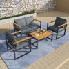 Pamapic 4-Person Metal Outdoor Sofa Seating Group with Gray Cushions - 3 of 4