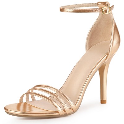 Perphy Women's Open Toe Ankle Buckle Strap Stiletto Heel Strappy Sandals