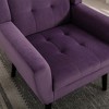 Modern Velvet Accent Chair with Curved Back and Wood Legs - 2 of 4