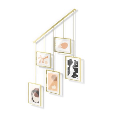 Matte Brass Floating Wall Collage Frame Set, 5-Piece