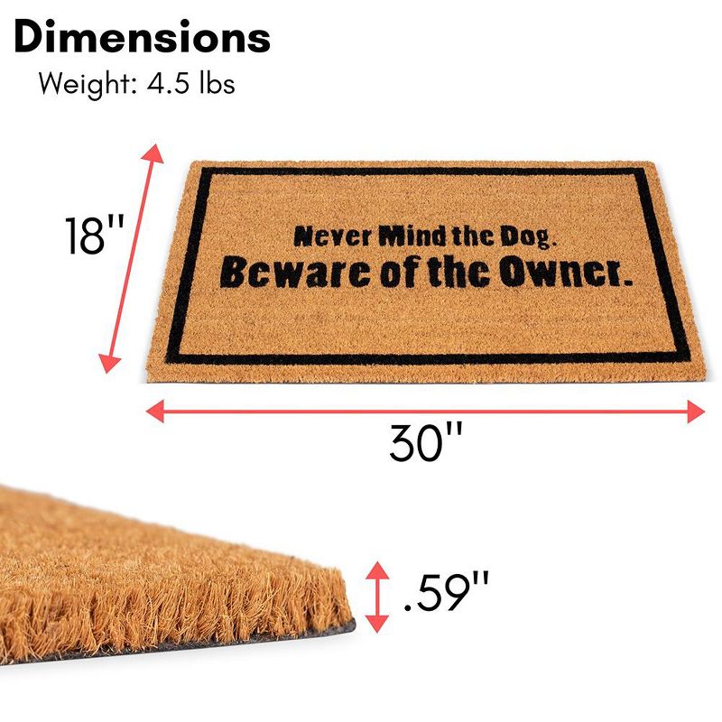 BirdRock Home Beware of Owner Coir Front Door & Entry Doormat - 18" x 30", 2 of 8
