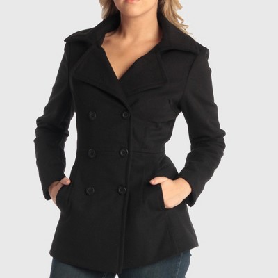 Alpine Swiss Emma Women's Wool Peacoat – Double-Breasted 3/4 Length Overcoat, Stylish & Warm Blazer for Fall & Winter