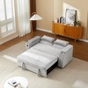 Fabric Sleeper Sofa Bed with Convertible Pull-Out Bed and Armrests with Cup Holders - 2 of 4
