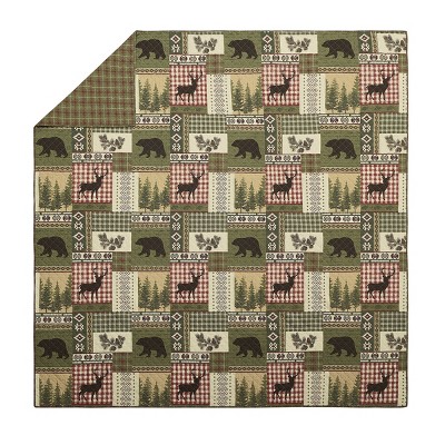 Rustic Twin Black Cotton Reversible Quilt Set