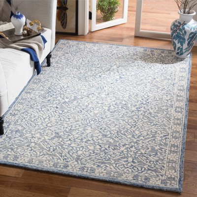 Handmade Tufted Wool Rectangular Rug in Blue - 3' x 5'