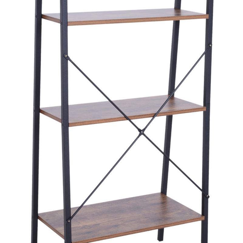 HOMCOM Industrial 4 Tier Ladder Shelf Bookshelf Vintage Storage Rack Plant Stand with Wood Metal Frame for Living Room Bathroom, 5 of 9