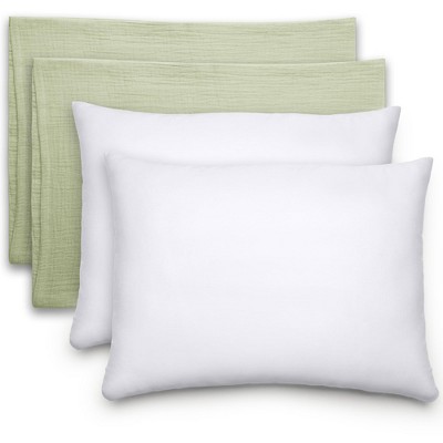Toddler Pillow with Muslin Pillowcase, 13"x18", Kids Pillow for Sleeping by Comfy Cubs - 2 Pack