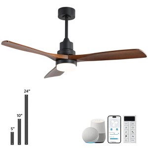 Smart Wood Ceiling Fan With Integrated LED Light 52" Modern Ceiling Fan With Remote and Alexa/App Control for Farmhouse Bedroom Outdoor Patio Porch - 1 of 4