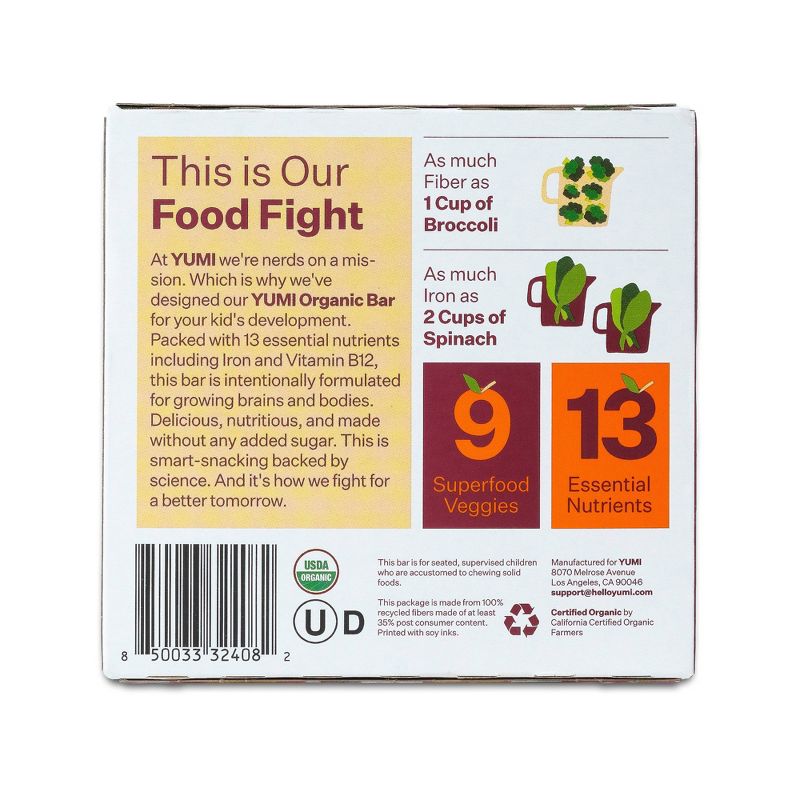 YUMI Organic Apple and Cinnamon Squash Baby Snack Bar - 3.7oz/5ct, 3 of 15