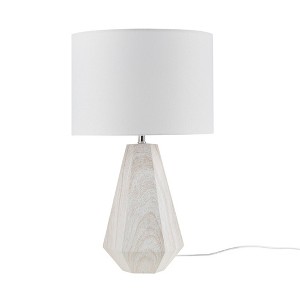Ink+Ivy 13"x23" Flinn Table Lamp: Resin, Faux Wood, Drum Shade, UL Listed, LED Included - 1 of 4
