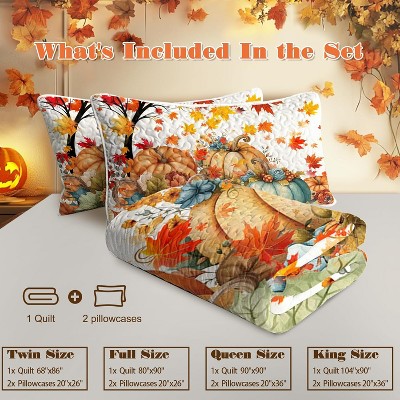 Aeelleea Soft Lightweight Colorful Pumpkin Printed Bedding Set Queen Size with 2 Pillowcases for All Season — фото 5