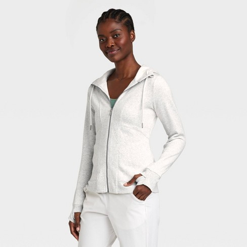 Women's Fleece Full Zip Hoodie - All In Motion™ Heathered Gray S : Target