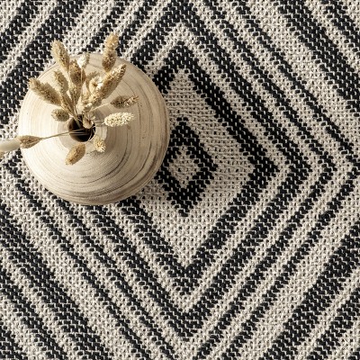 Luxurious Gray Cotton Geometric Tassel Area Rug 5' x 8'