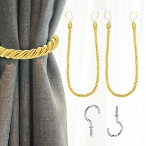 Unique Bargains Handmade Woven Braided Metal Screw Hooks Curtain Tiebacks - 1 of 4