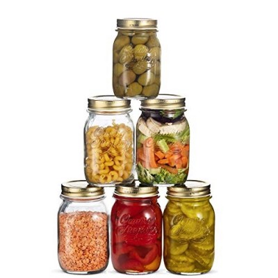 Bormioli Rocco Quattro Stagioni Set of 6 Clear Airtight Mason Jars, Made from Food Safe Durable Glass, Made in Italy
