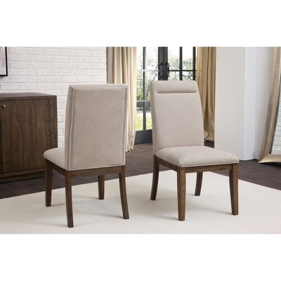 Cushioned Side Chair (Set of 2) with Brushed Brass Accent ¨C Toffee Finish Legs for Living Room