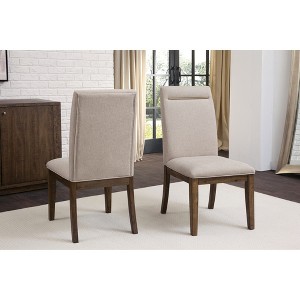 Cushioned Side Chair (Set of 2) with Brushed Brass Accent ¨C Toffee Finish Legs for Living Room - 1 of 4