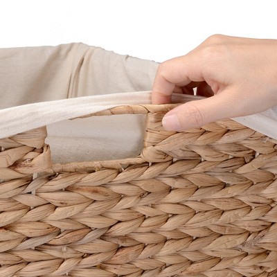 Natural Water Hyacinth Wicker Laundry Hampers with Lids, Set of 2