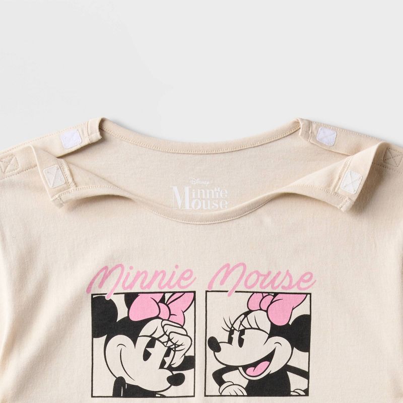 Girls&#39; Disney Minnie Mouse Adaptive Short Sleeve Graphic T-Shirt - Beige, 3 of 4