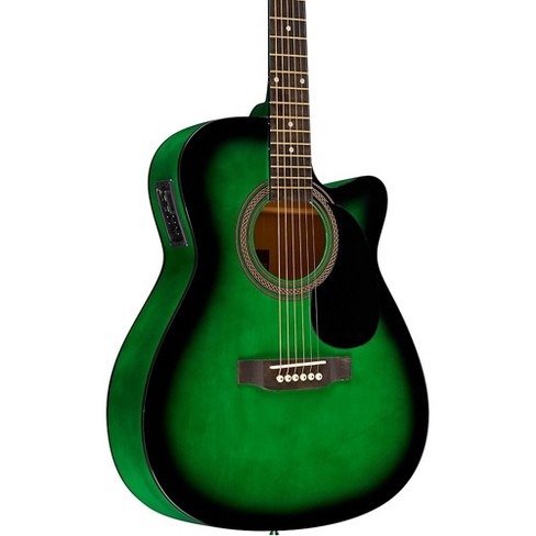 Rogue RA-090 Concert Cutaway Acoustic-Electric Guitar Green Blue Burst