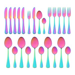 REGALWOVEN 24 Pcs 1 Set Stainless Steel Durable Rust-Proof Corrosion Resistant Flatware Set - 1 of 4