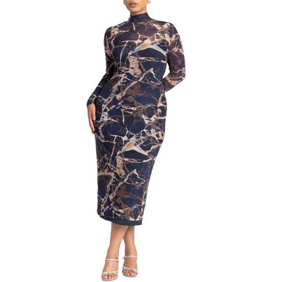 ELOQUII Women's Plus Size Mesh Midi Dress