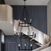 PAKOKULA Modern 24-Light Black 3-Tier Wagon Wheel Farmhouse Industrial Chandelier Rustic Candle Pendant Light - 2 of 4