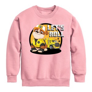 Boys' - Paw Patrol - Let's Roll Rubble Graphic Long Sleeve Fleece Sweatshirt - 1 of 3
