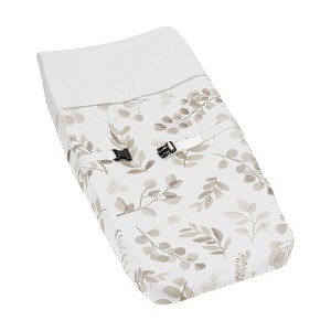Sweet Jojo Designs Boy or Girl Gender Neutral Unisex Changing Pad Cover Botanical Leaf Taupe and White - 1 of 4