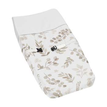 Sweet Jojo Designs Boy or Girl Gender Neutral Unisex Changing Pad Cover Botanical Leaf Taupe and White