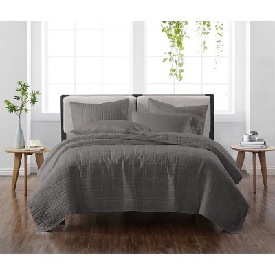 Full/Queen 3pc Heritage Solid Quilt Set Gray - Cannon