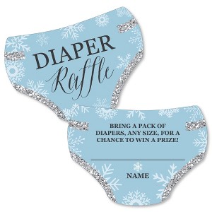Big Dot of Happiness Winter Wonderland - Diaper Shaped Raffle Ticket Inserts - Snowflake Baby Shower Activities - Diaper Raffle Game - Set of 24 - 1 of 4