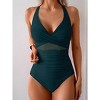 Eomenie One Piece Swimsuit for Women Tummy Control Mesh High Waisted Bathing Suit Wrap Tie Back Swimwear - 3 of 3