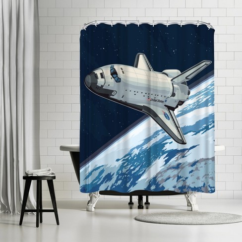 Americanflat 71" X 74" Shower Curtain, Shuttle In Space By Anderson Design  Group : Target
