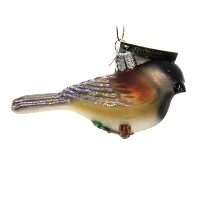 Old World Christmas 1.75" Black-Capped Chickadee Bird Ornament  -  Tree Ornaments