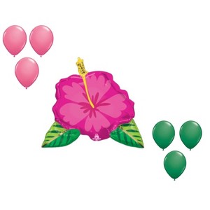 LOONBALLOON 27 Inch Beautiful Tropical Hibiscus Balloon Medium Shape Set (6x latex) - 1 of 1