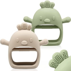 2 Packs Silicone Teething Mitten, Baby Teething Toy, Food Grade Silicone Teething Mitten Teethers Baby Chew Toys - 1 of 4
