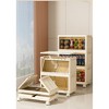 SKRAN Side Wide Folding Storage Cabinet,Multi-layer Closet organizers,Plastic Storage Bins with Magnetic Door and Wheels,Cream White B - 2 of 4