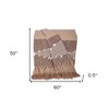 HomeRoots 50" X 60" Brown and Beige Woven Cotton Striped Throw Blanket with Tassels and Embroidery - 3 of 4