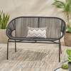 Patio Loveseat Chair, Outdoor Basket Loveseat With Metal Frame, Modern Hammock Weave 2 Seat Sofa Chair With Backrest For Balcony, Backyard, Garden - 2 of 4