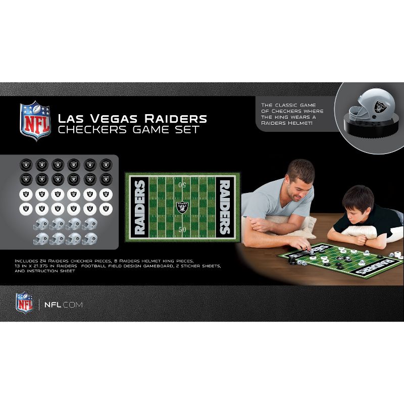 MasterPieces Officially licensed NFL Las Vegas Raiders Checkers Board Game for Families and Kids ages 6 and Up, 4 of 7