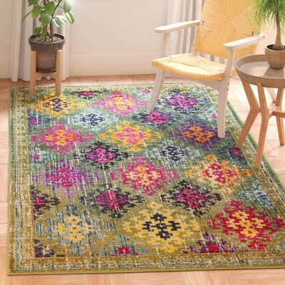 Elysian Fields Green & Multicolor Synthetic 8' x 10' Stain-Resistant Rug