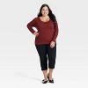 Women's Long Sleeve Lace Trim Scoop Neck Top - A New Day™ - 3 of 3