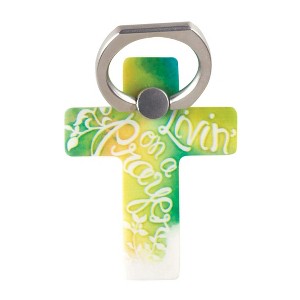 Livin On A Prayer Green 3 x 2 Zinc Alloy Metal Cell Phone Ring Holder Stand - 1 of 1