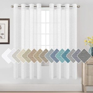 Natural Linen Blended Semi-Sheer Curtains Privacy Assured with Nickel Grommet for Living Room - 1 of 4